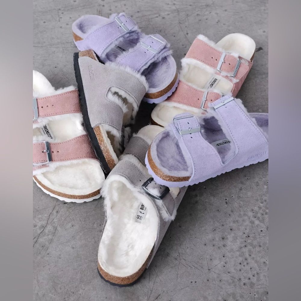 Birkenstock Arizona Rivet Wool Soft pastel Pink Sandals 8-8.5 US/ 39 EUR - Picture 17 of 17